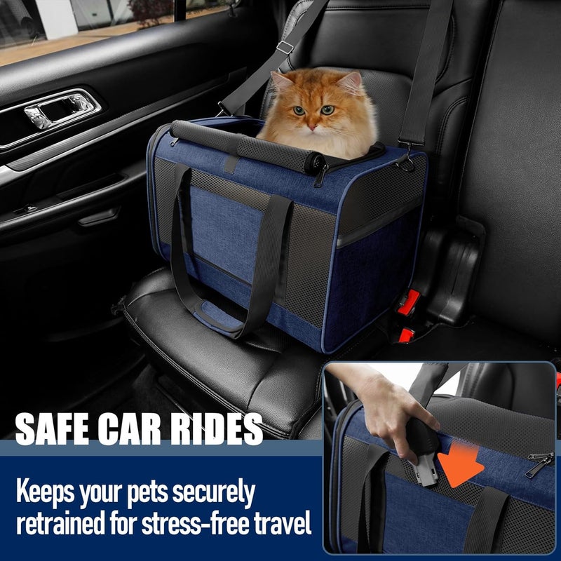 GAPZER Dog Carrier Soft/Cat Crates Large Cat 20 to 25 pounds/Softsided Pet Car Travel Carry Bag 15 Pound Puppy/Top Open Transport Kennel Navy - Image 4